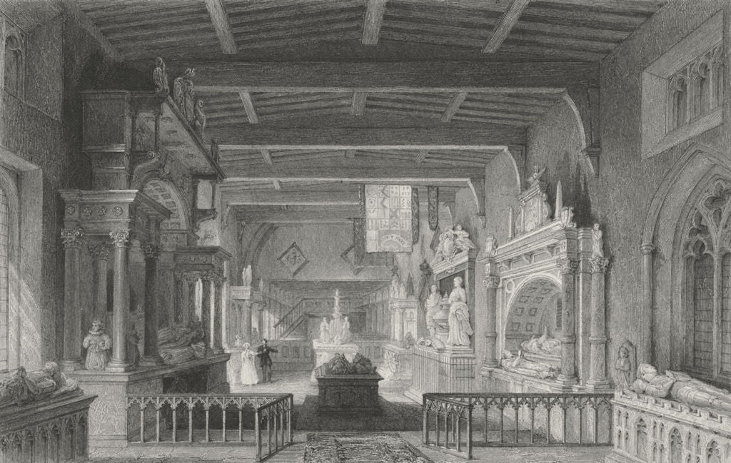 Leics. Bottesford Church, Monuments earl Rutland  1836 old antique print